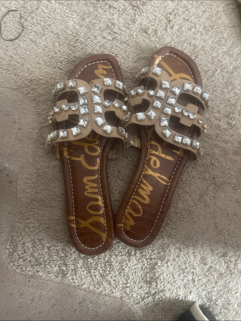 Sam Edelman Brown Jeweled Slide Sandals